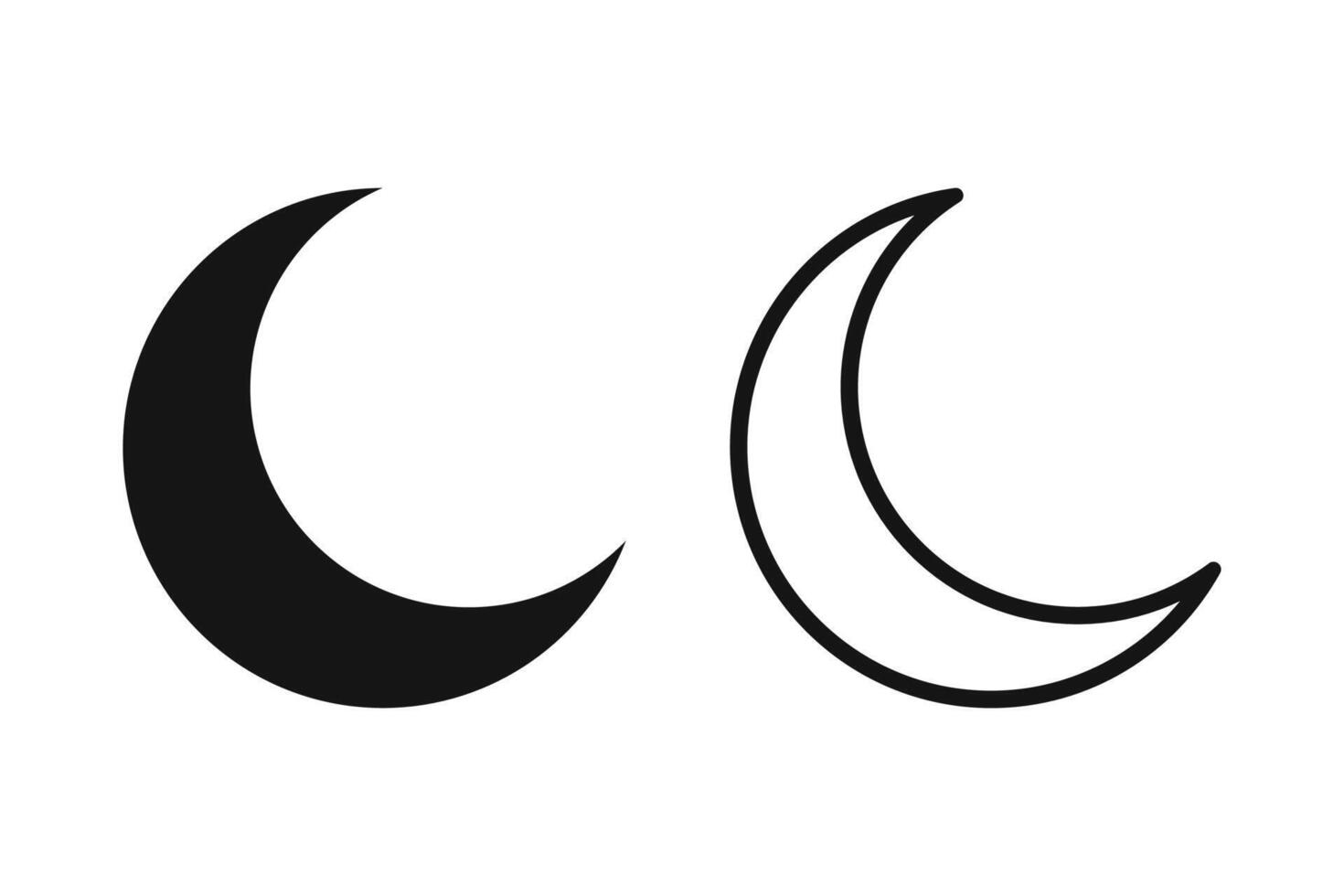 Moon icon vector. Moon and star icon. Crescent moon and star. Moon flat and outline design style. vector