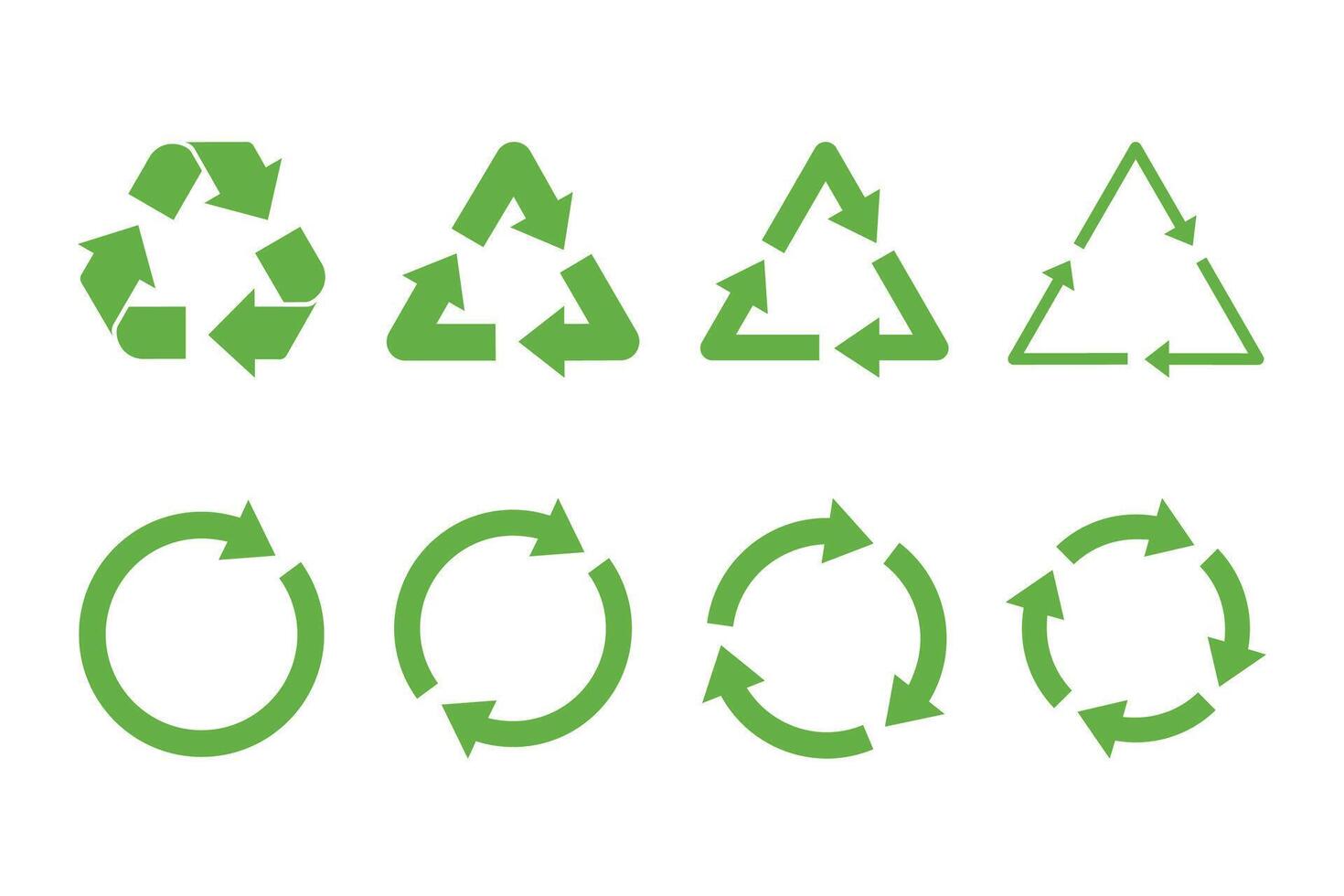 Recycle icon symbol vector. Recycle and Rotation arrow icon set. vector