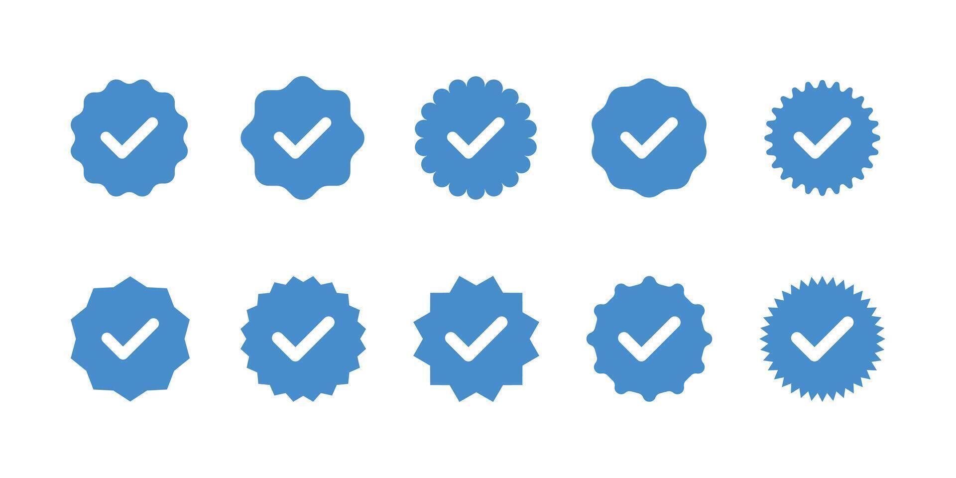 Badge check icon. Verified badge profile set. Approved icon. Profile verification icon. Accept badge vector