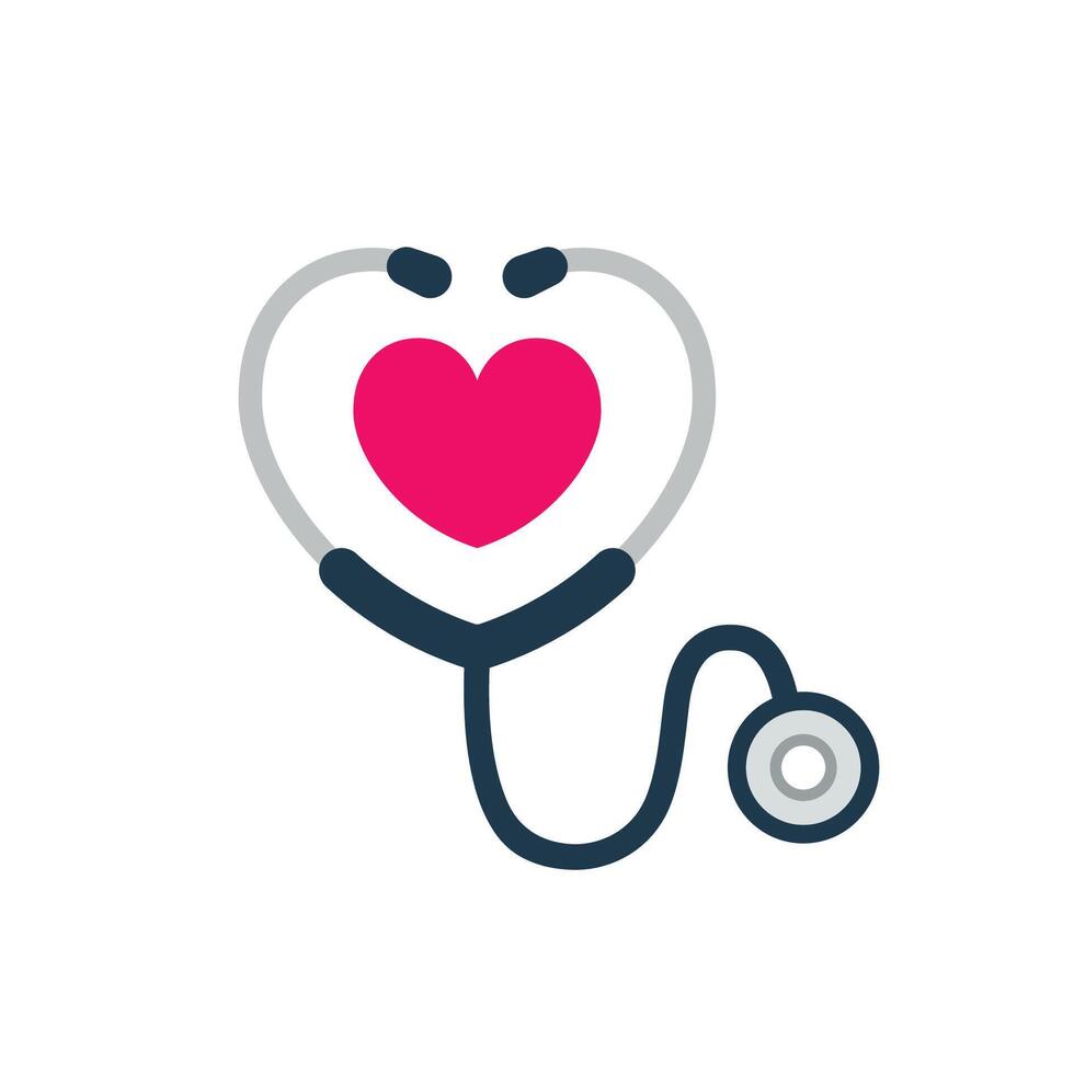 Medical stethoscope with heart icon. Health care and medicine worker symbol, Vector illustration.