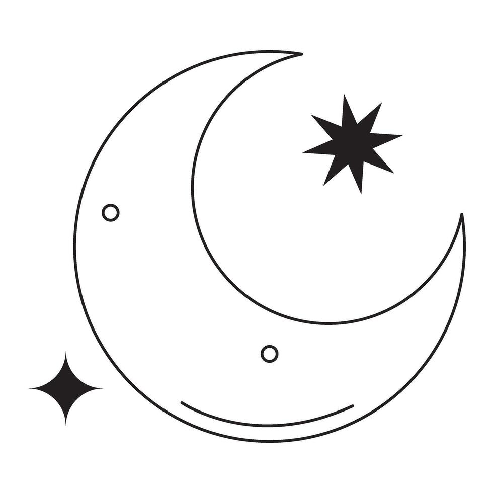 minimalist cosmic vintage line art element vector