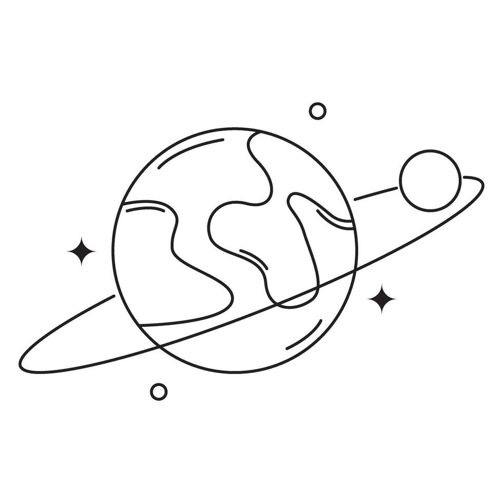 minimalist cosmic vintage line art element vector