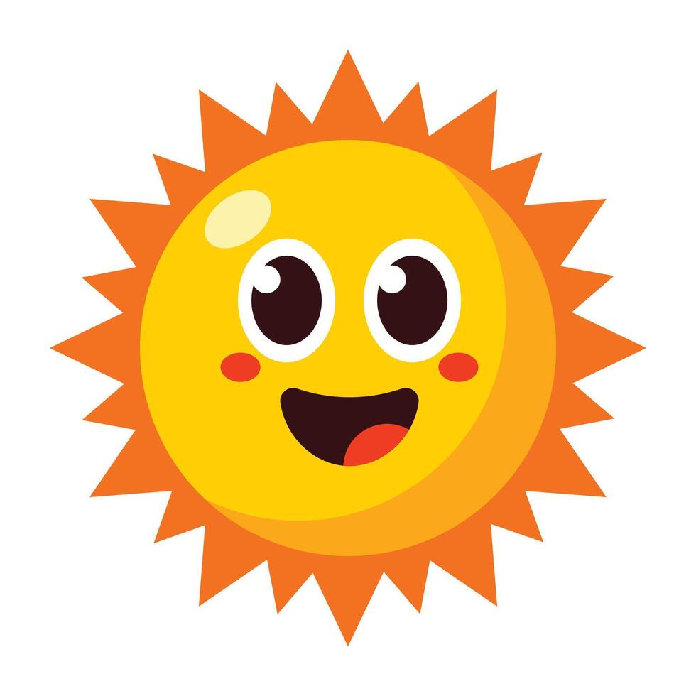 Smiling Yellow Simple Sun Cartoon Mascot Character. vector