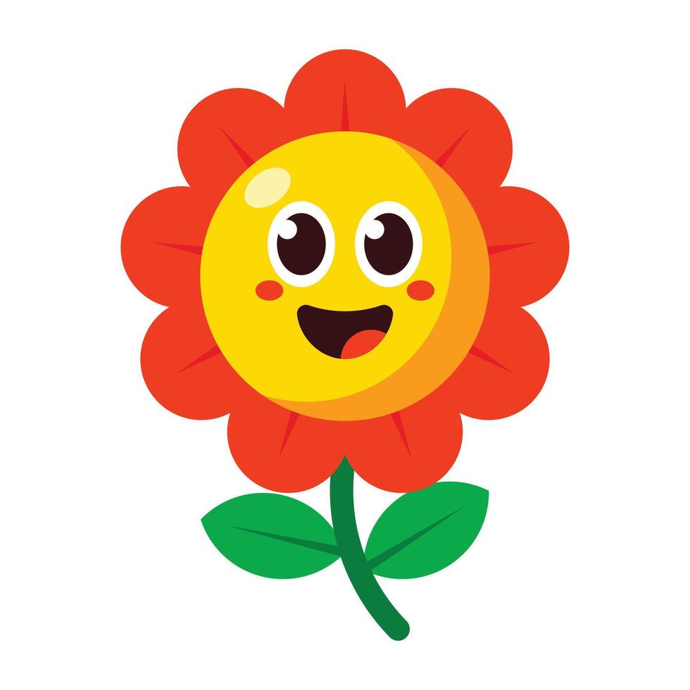 cartoon Smiling Flower icon. vector