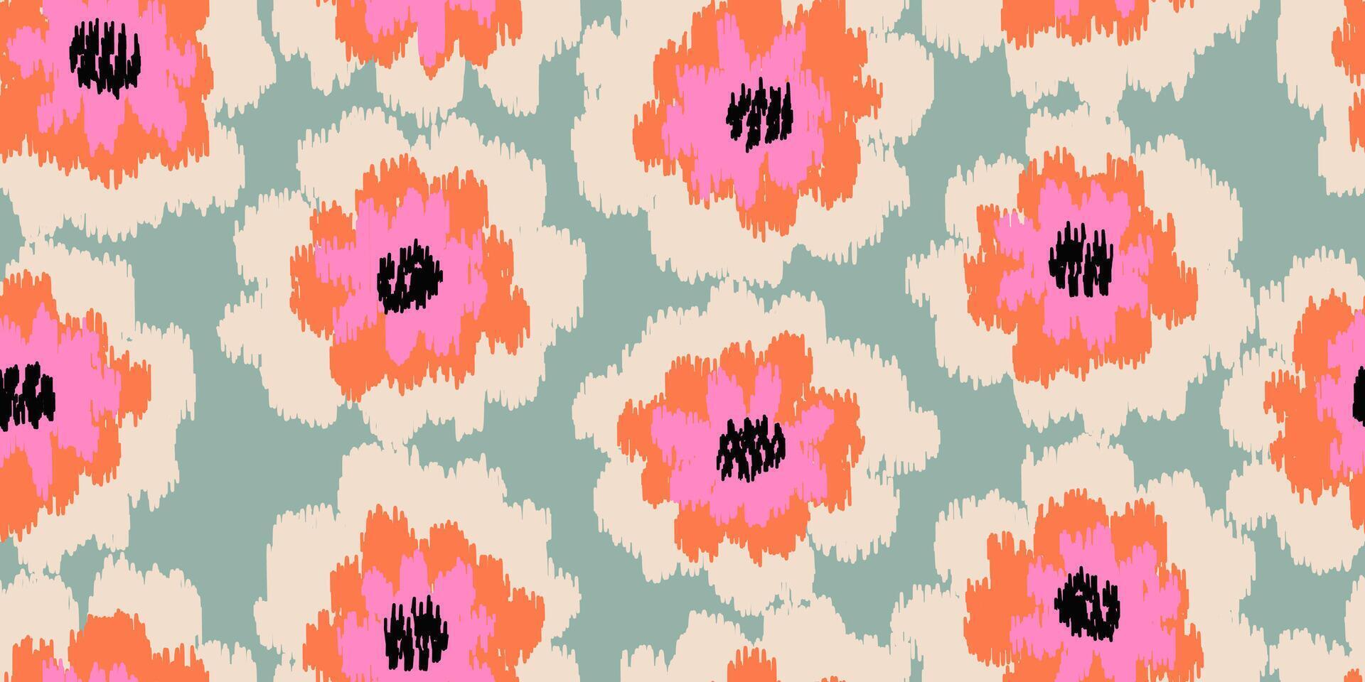 exótico mano dibujado flores, sin costura patrones bordado estilo con floral para tela, textiles, envase papel, cubrir, pared arte, hogar decoración, resumen antecedentes. vector ilustración.