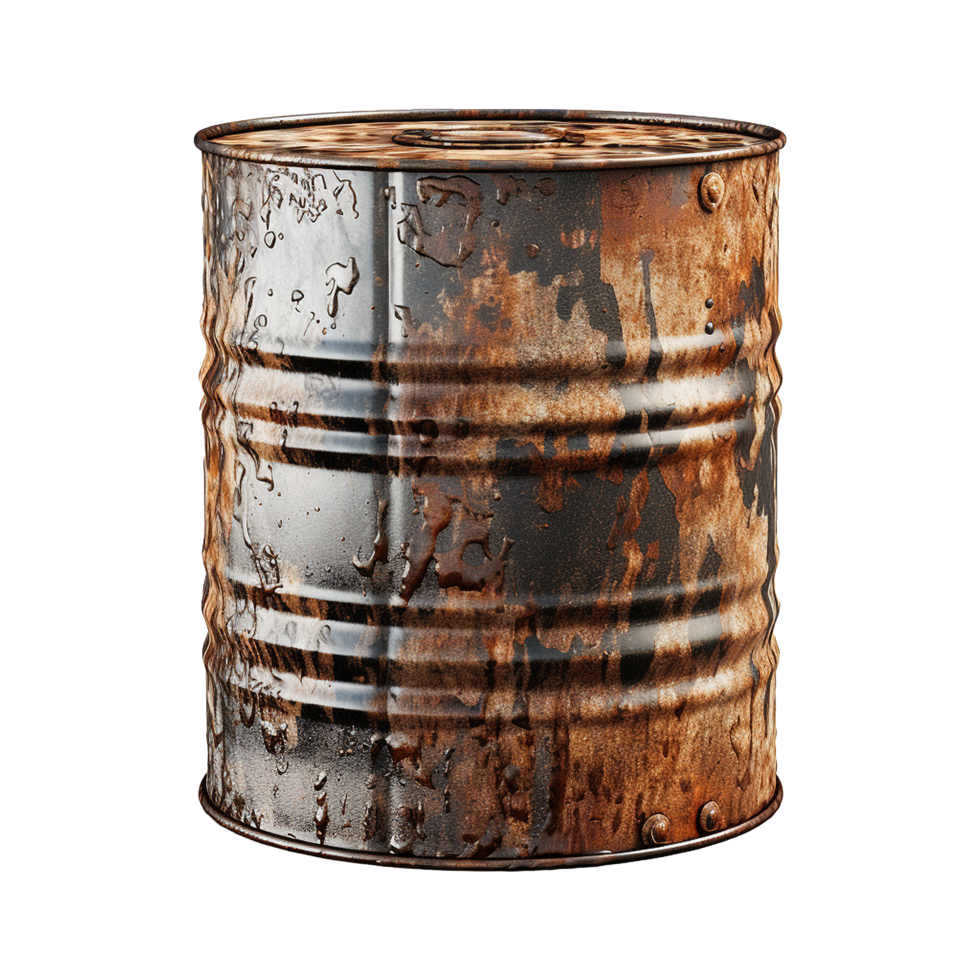 AI generated Rusty oil barrel isolated on transparent background png