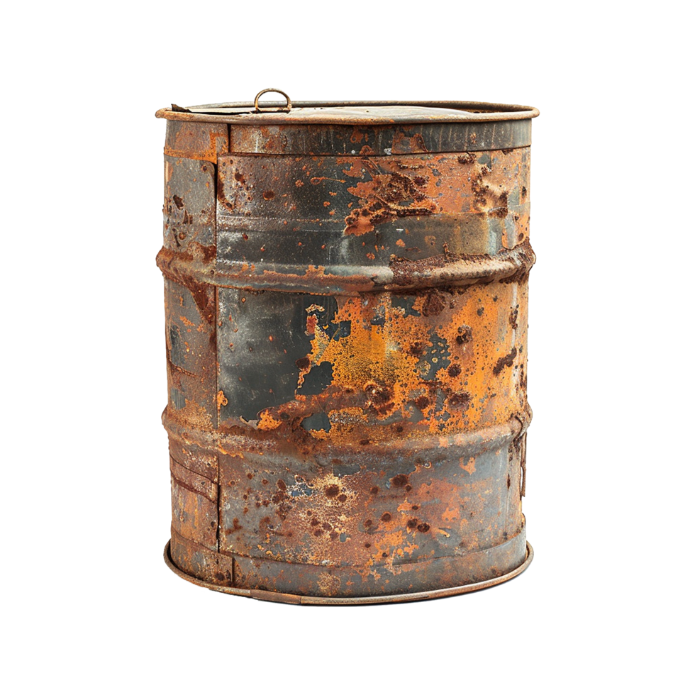 AI generated Rusty oil barrel isolated on transparent background png