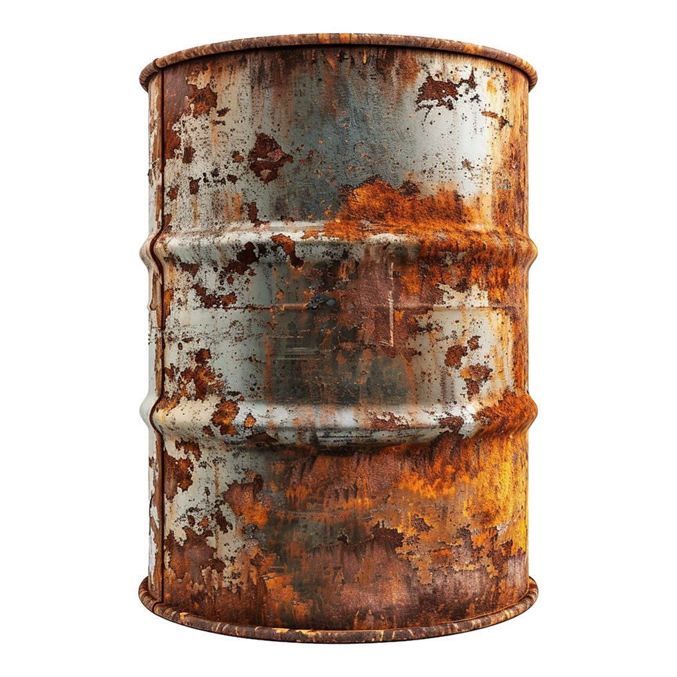 AI generated Rusty oil barrel isolated on transparent background png