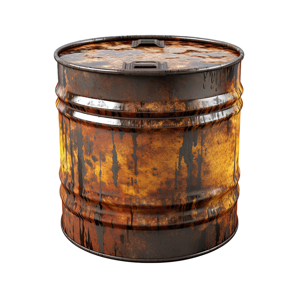 AI generated Rusty oil barrel isolated on transparent background png