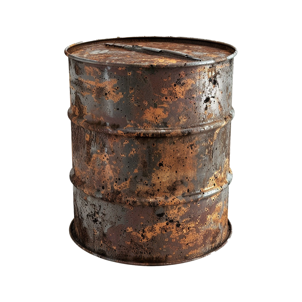 AI generated Rusty oil barrel isolated on transparent background png