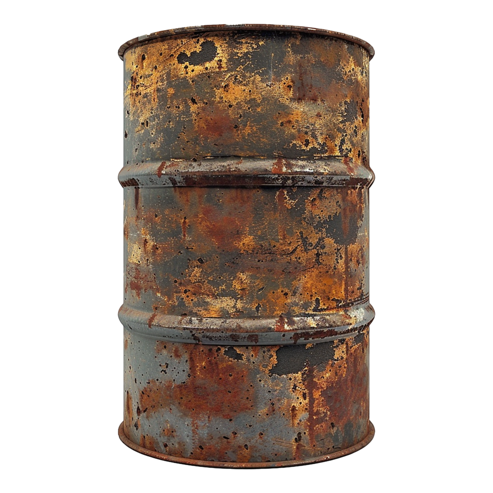 AI generated Rusty oil barrel isolated on transparent background png