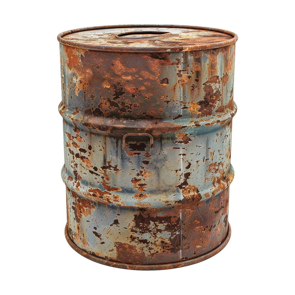 AI generated Rusty oil barrel isolated on transparent background png