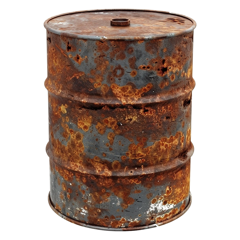 AI generated Rusty oil barrel isolated on transparent background png