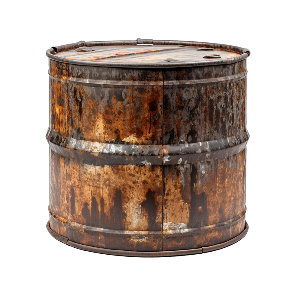 AI generated Rusty oil barrel isolated on transparent background png