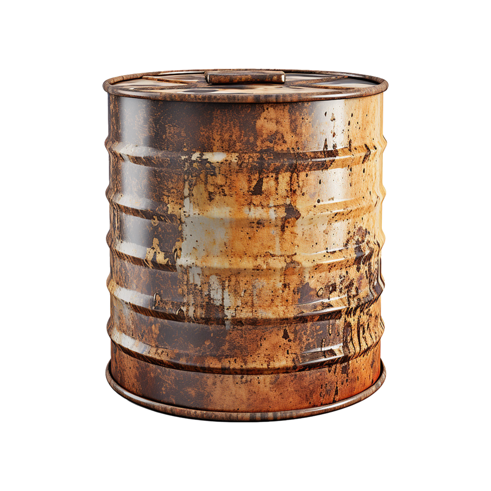 AI generated Rusty oil barrel isolated on transparent background png