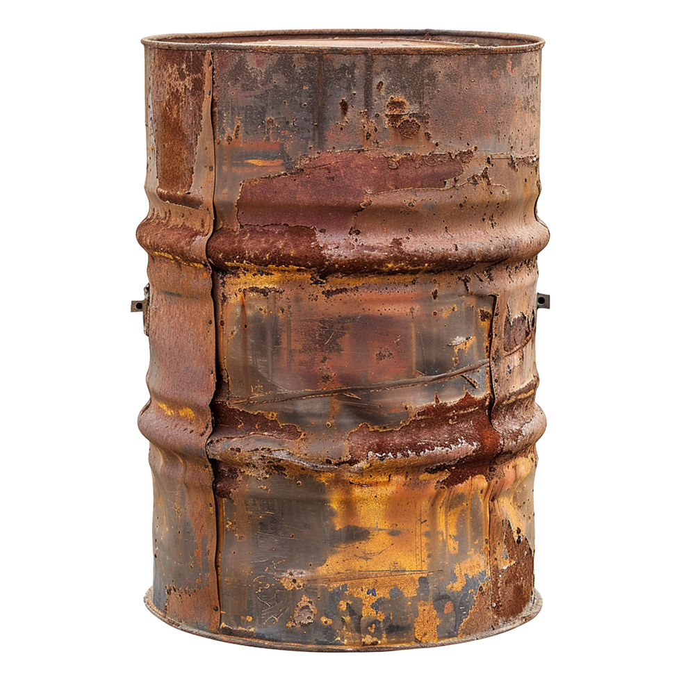 AI generated Rusty oil barrel isolated on transparent background png