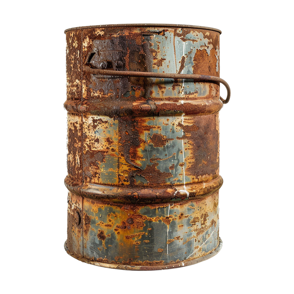 AI generated Rusty oil barrel isolated on transparent background png