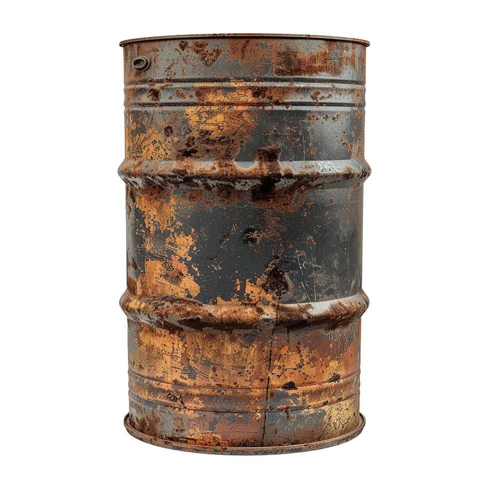 AI generated Rusty oil barrel isolated on transparent background png