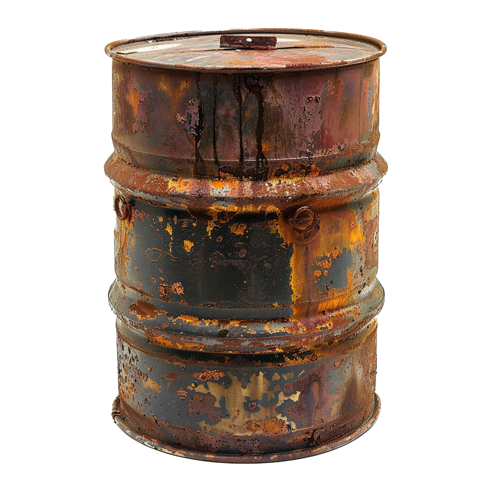 AI generated Rusty oil barrel isolated on transparent background png