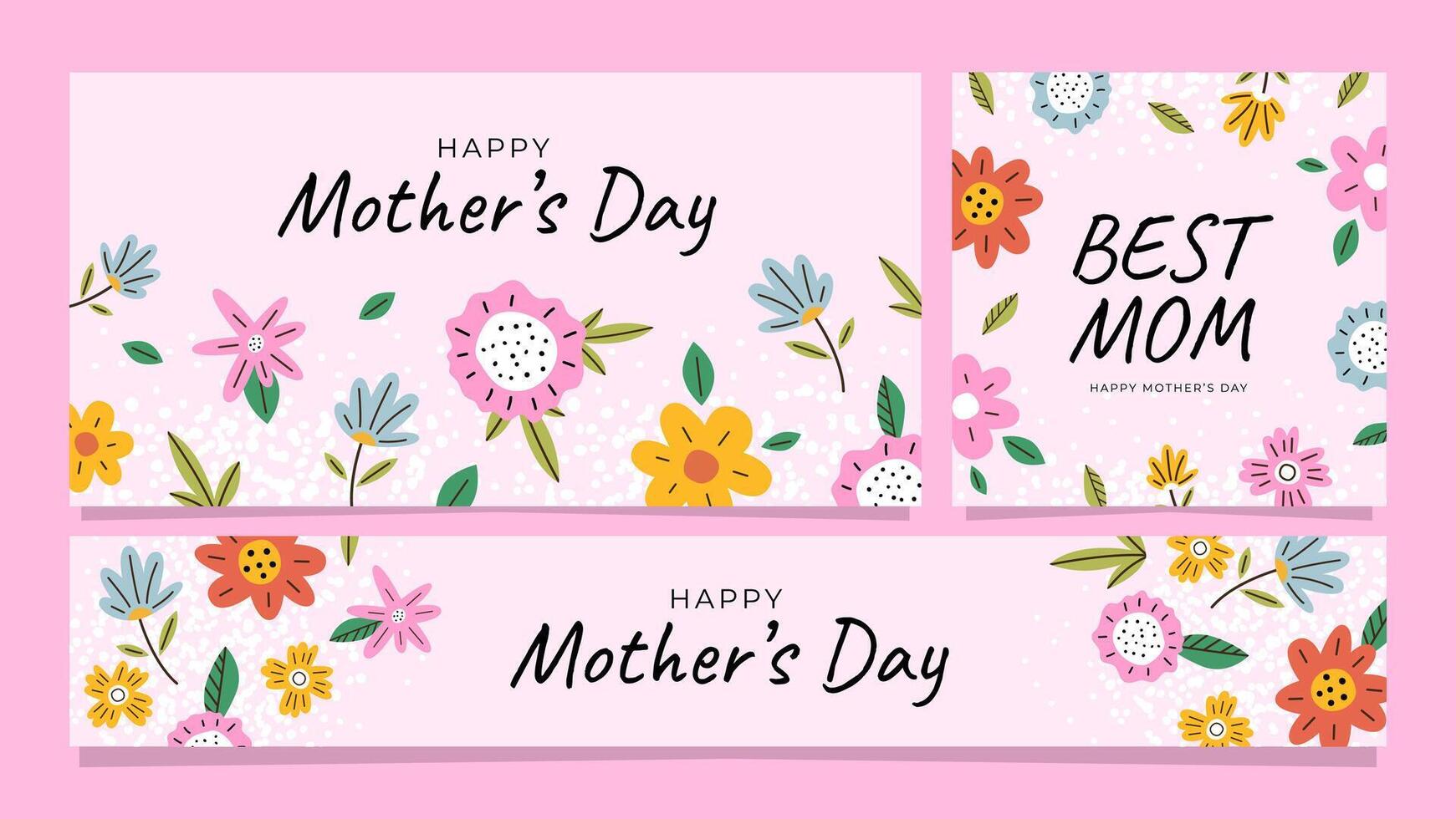 Happy Mothers Day banner set vector