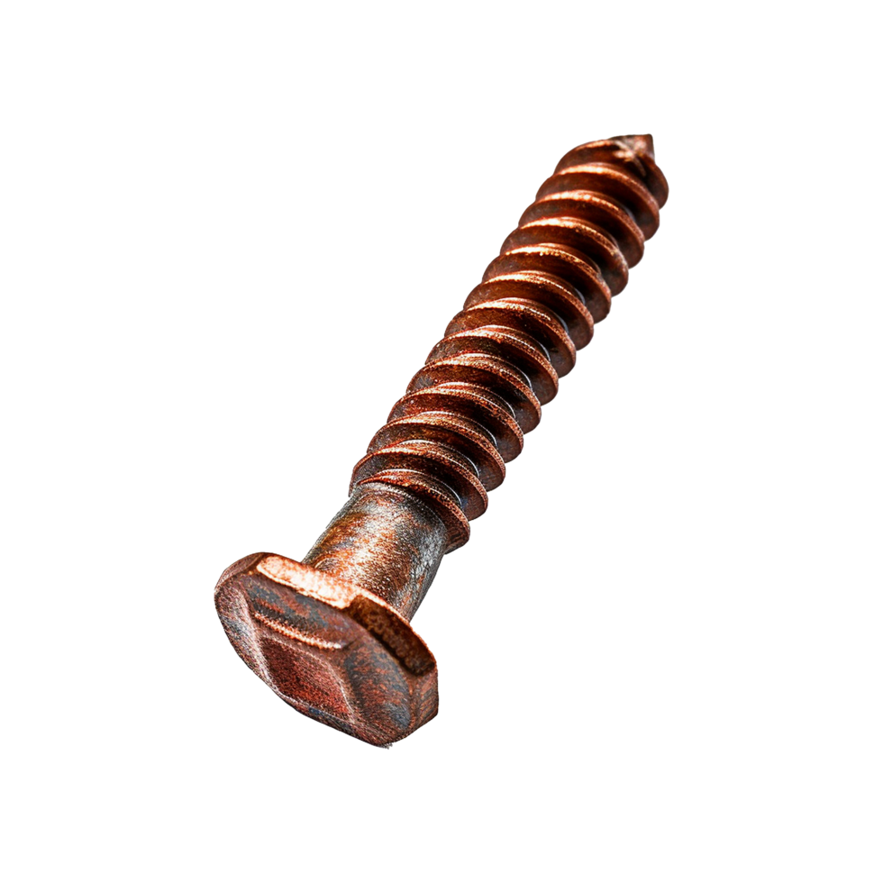 AI generated Rusty screw isolated on transparent background png