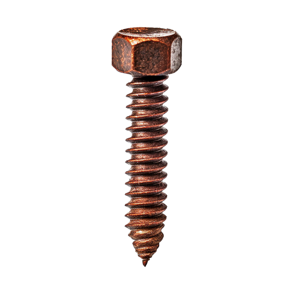 AI generated Rusty screw isolated on transparent background png