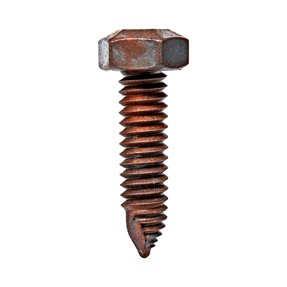 AI generated Rusty screw isolated on transparent background png