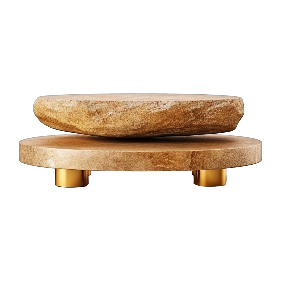 AI generated Empty golden stone isolated on transparent background png