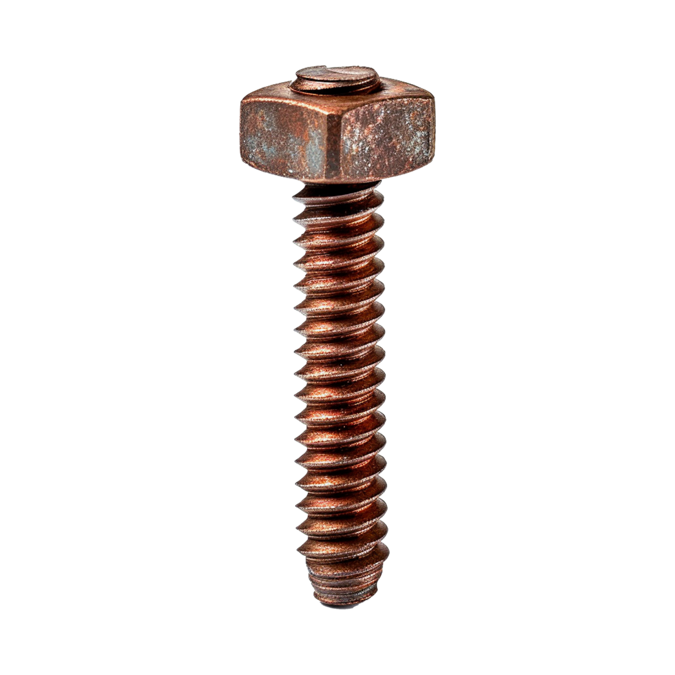 AI generated Rusty screw isolated on transparent background png