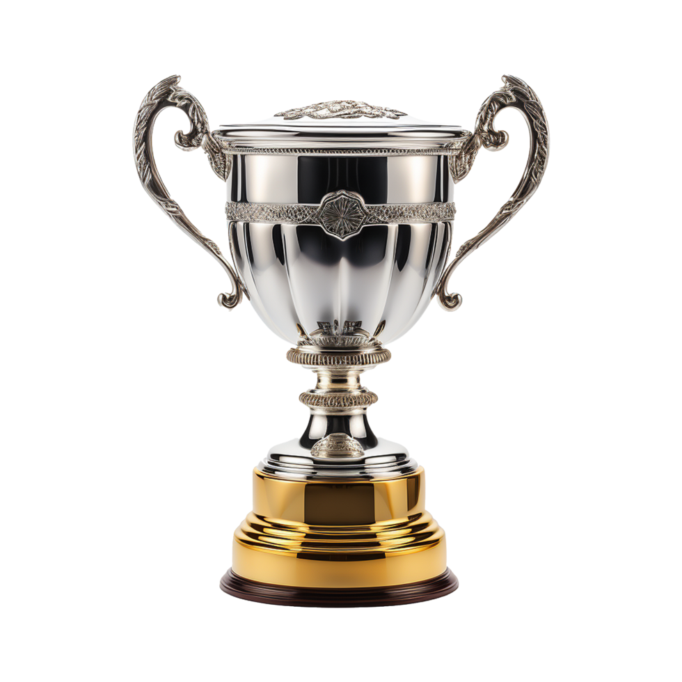 AI generated Silver Trophy isolated on white background png