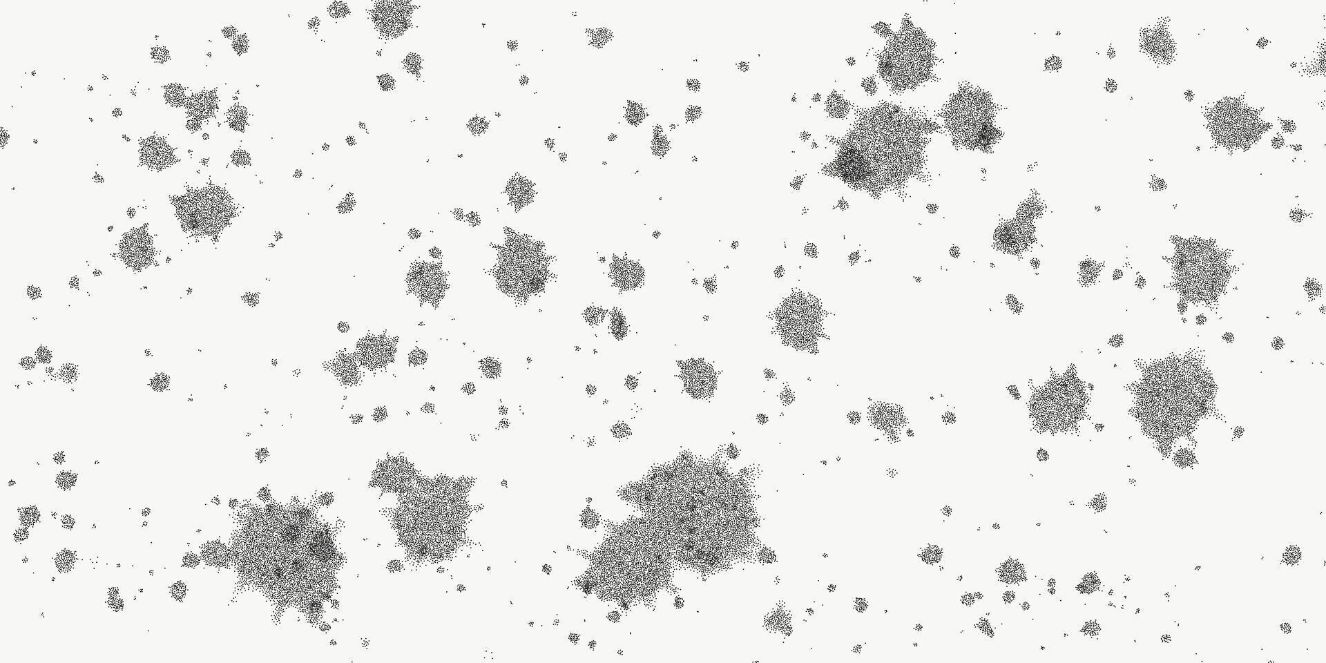 Black dotted textured background, noisy gritty dots halftone effect overlay, minimalistic vector vintage illustration. Trendy monochrome banner in grunge style, spray, large splashes.