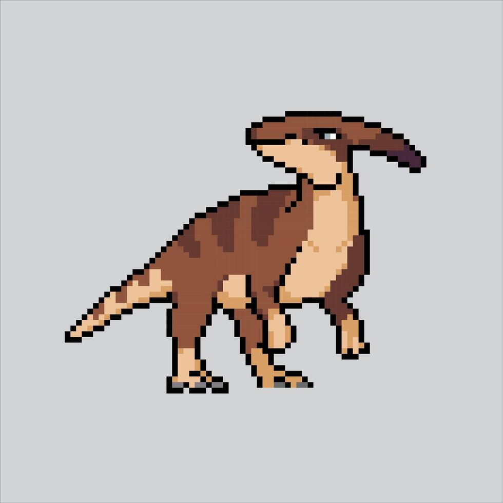 Pixel art illustration Parasaurolophus. Pixelated Parasaurolophus. Parasaurolophus Dinosaur pixelated for the pixel art game and icon for website and video game. old school retro. vector