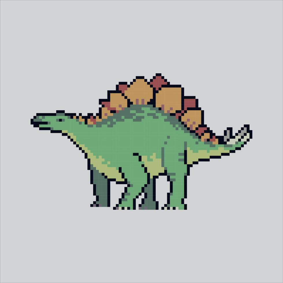 Pixel art illustration Stegosaurus. Pixelated Stegosaurus. Stegosaurus Dinosaur pixelated for the pixel art game and icon for website and video game. old school retro. vector