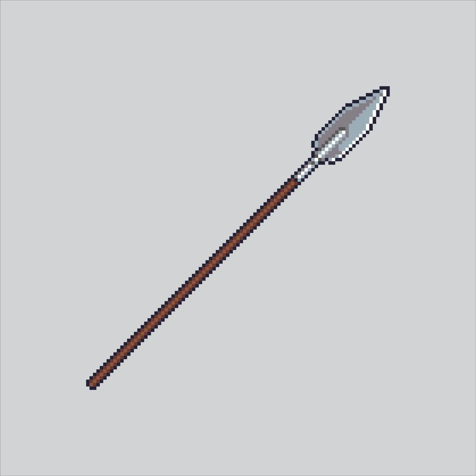 Pixel art illustration Spear. Pixelated Spear. Spear Weapon pixelated for the pixel art game and icon for website and video game. old school retro. vector