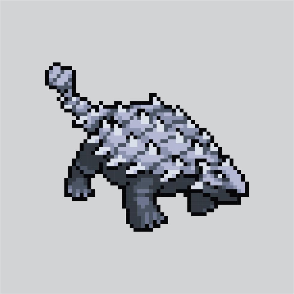 Pixel art illustration Ankylosaurus. Pixelated Ankylosaurus. Ankylosaurus Dinosaur pixelated for the pixel art game and icon for website and video game. old school retro. vector