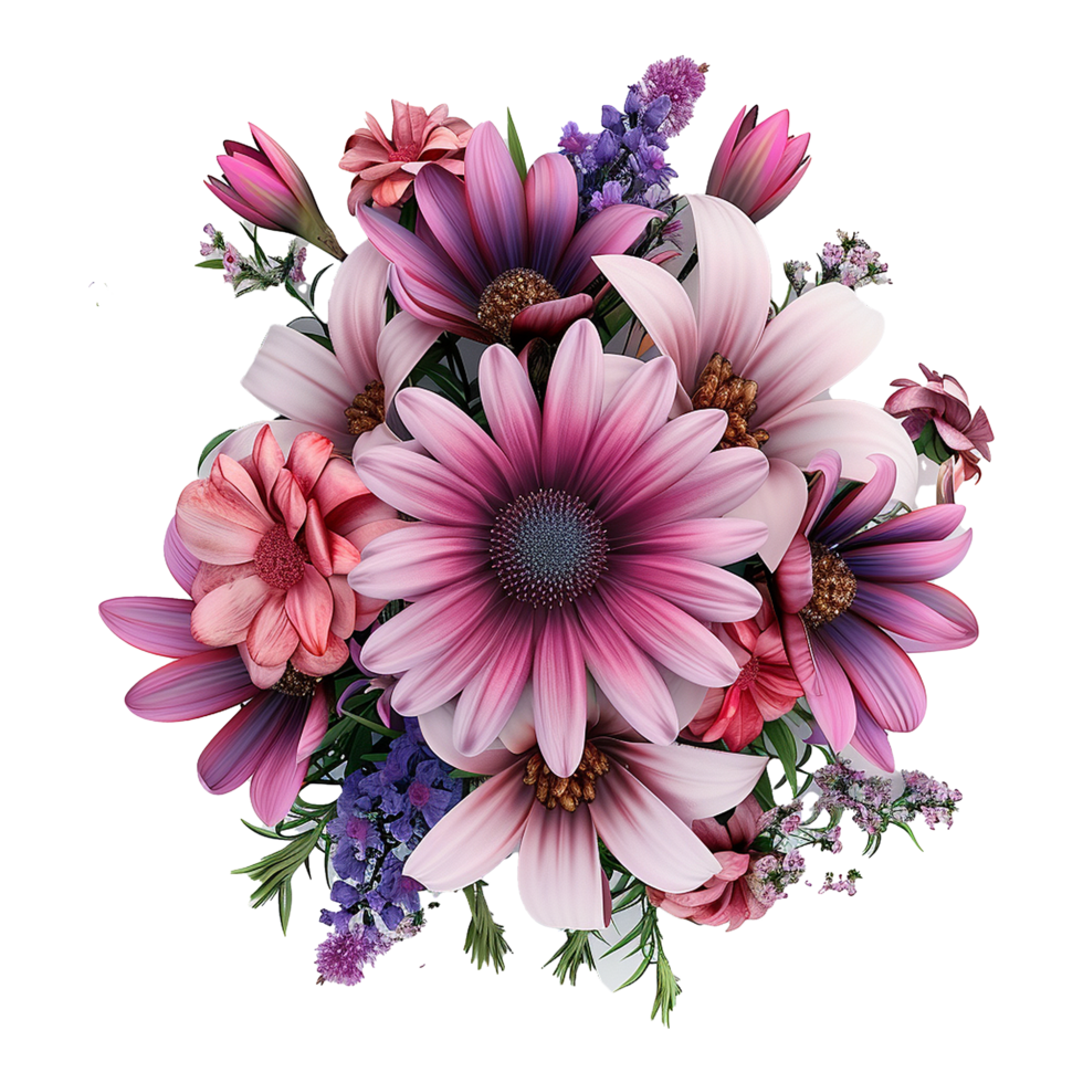 ai generado ramo de flores de flores aislado en transparente antecedentes png