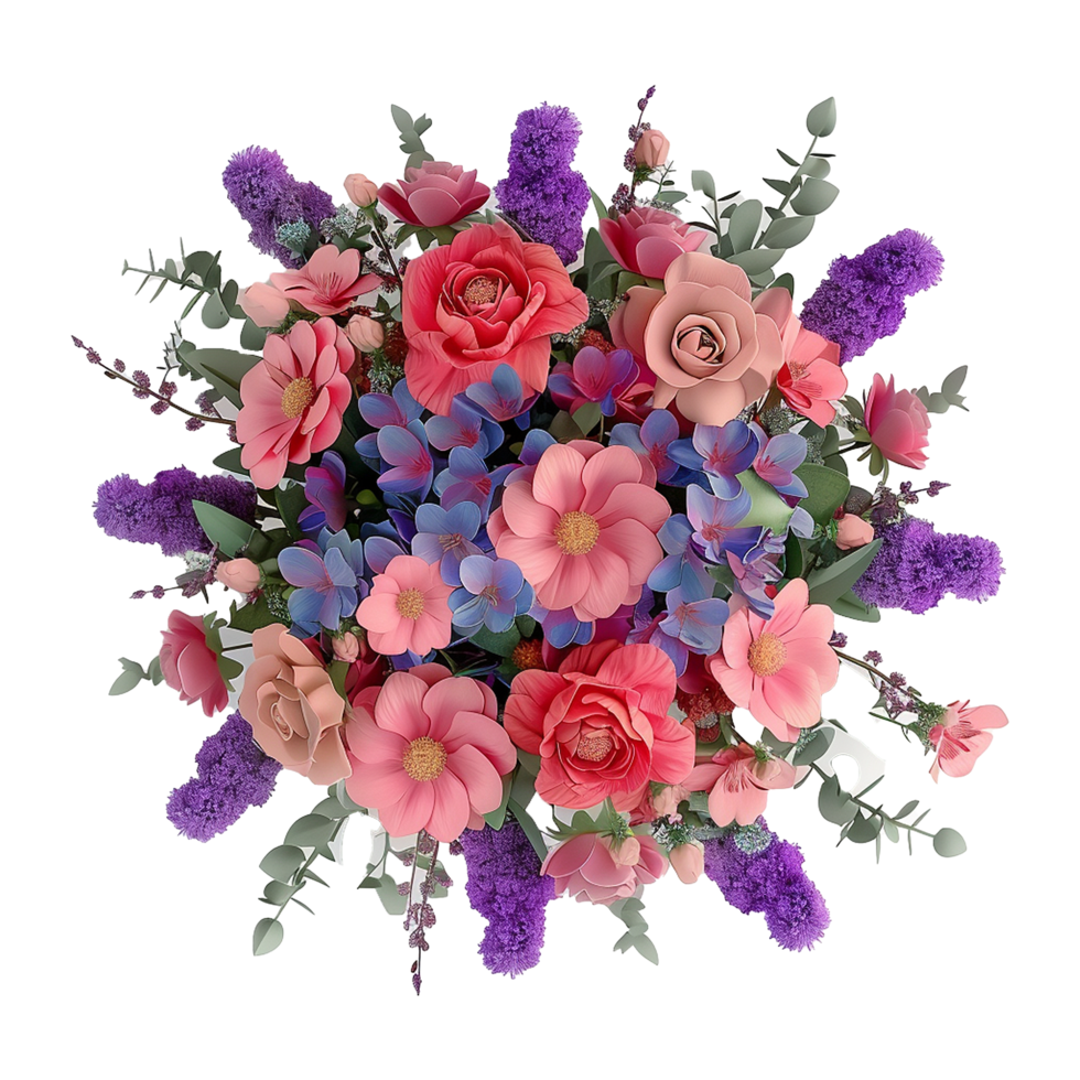 ai generado ramo de flores de flores aislado en transparente antecedentes png