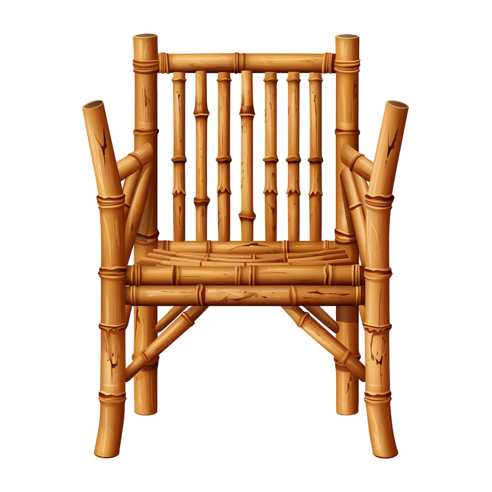 AI generated Bamboo chair isolated on transparent background png