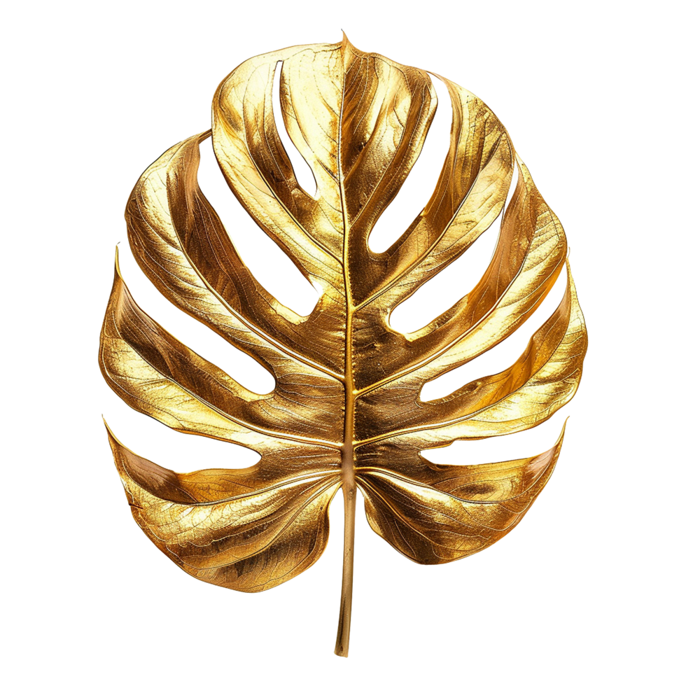 ai generado monstera planta dorado hoja aislado en un transparente antecedentes png