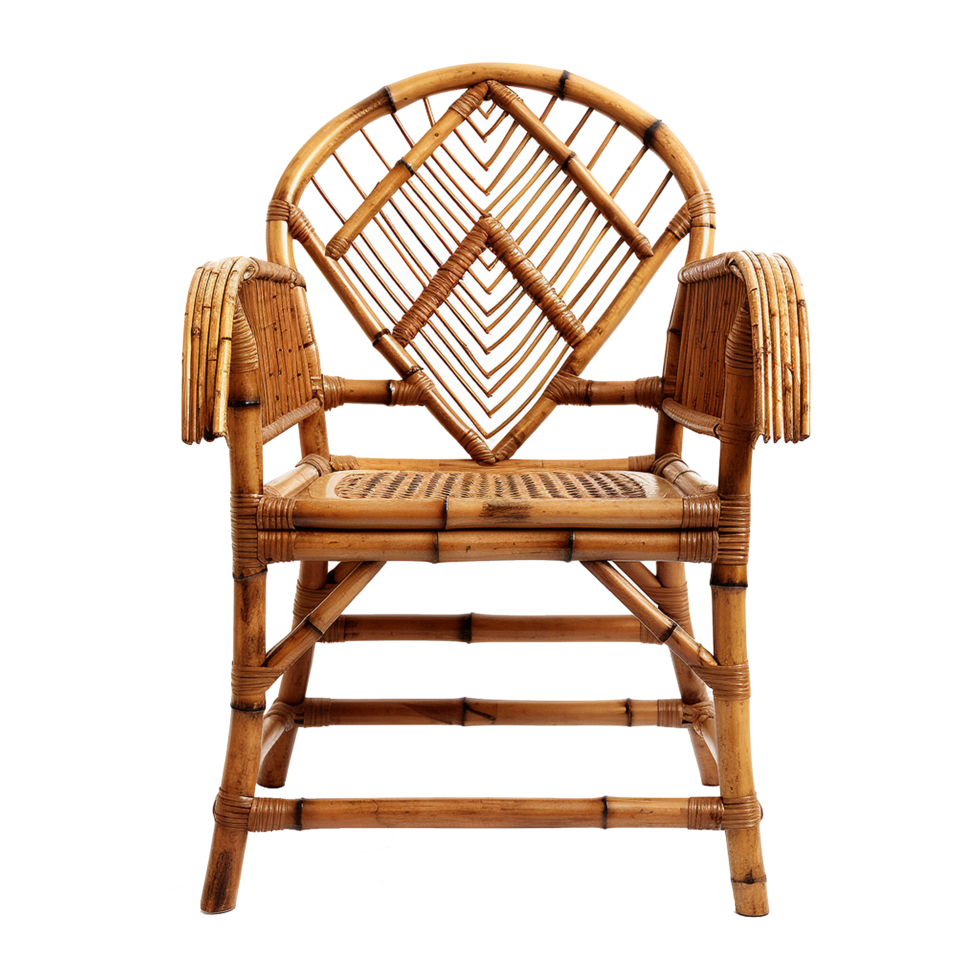 AI generated Bamboo chair isolated on transparent background png