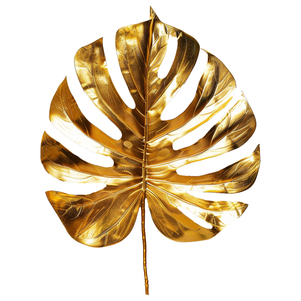 ai generado monstera planta dorado hoja aislado en un transparente antecedentes png