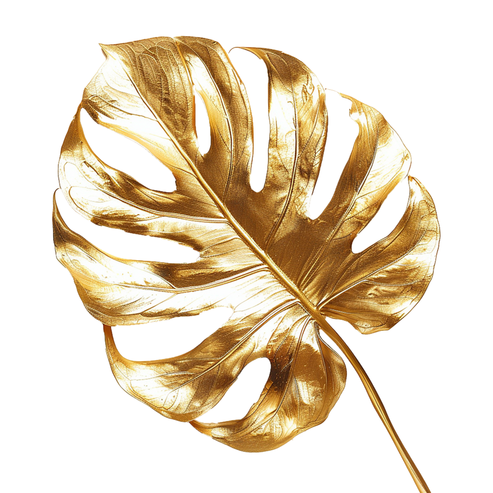 AI generated Monstera plant golden leaf isolated on a transparent background png