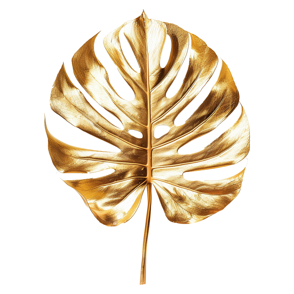 AI generated Monstera plant golden leaf isolated on a transparent background png