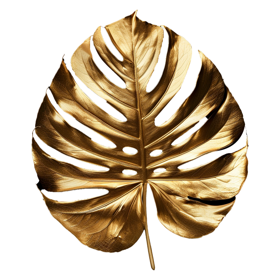AI generated Monstera plant golden leaf isolated on a transparent background png