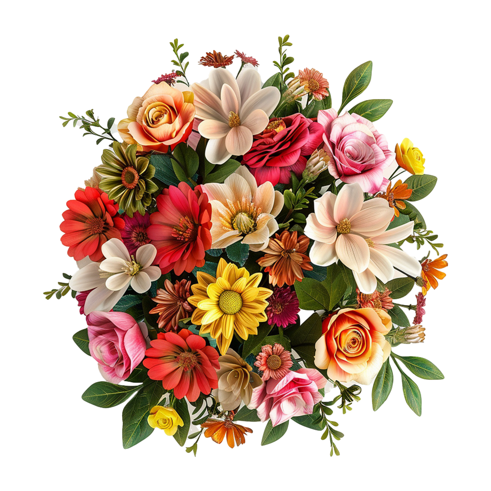 ai generado ramo de flores de flores aislado en transparente antecedentes png