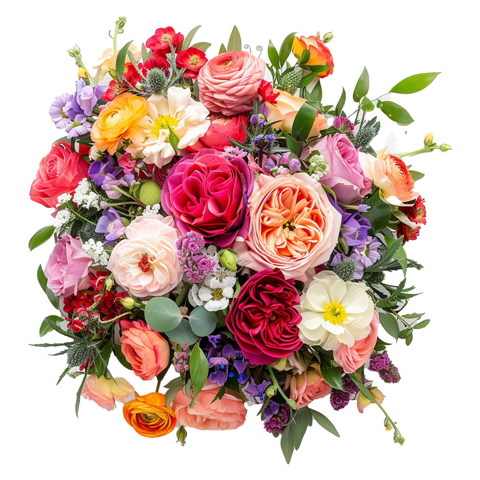 ai gegenereerd boeket van bloemen geïsoleerd Aan transparant achtergrond png