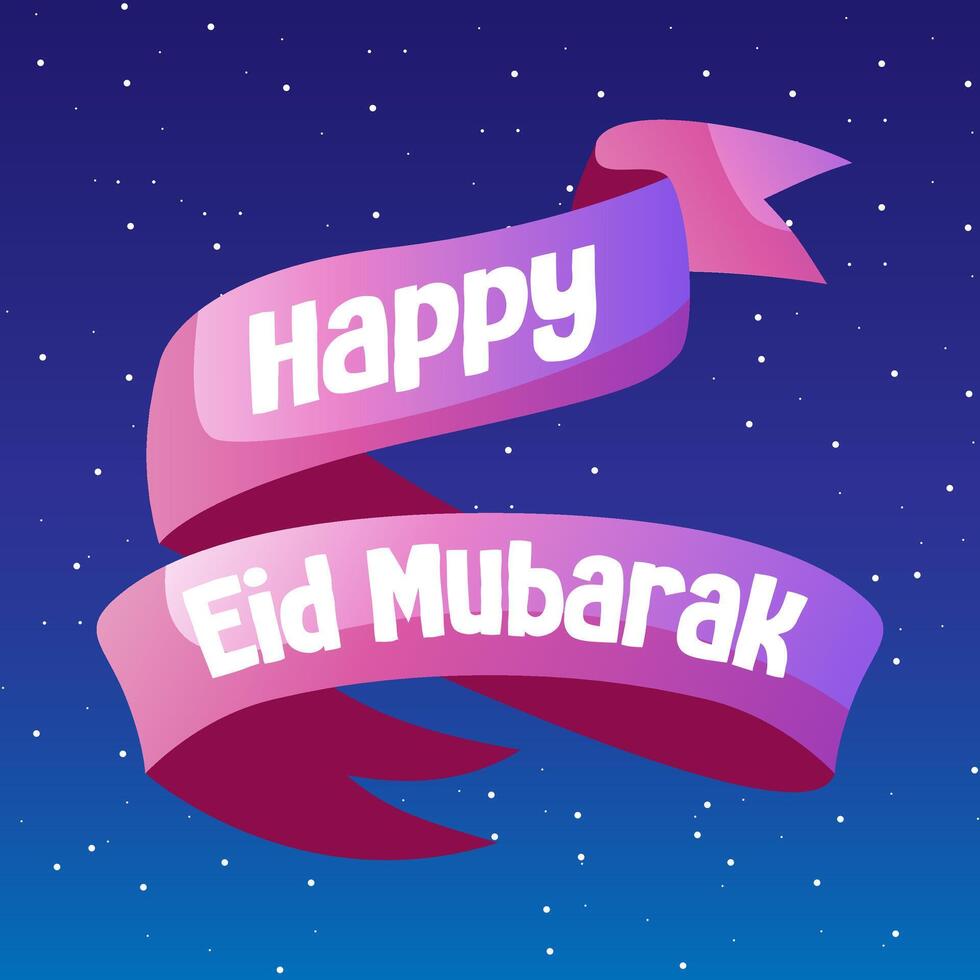 Ribbon Happy Eid al-Fitr vector