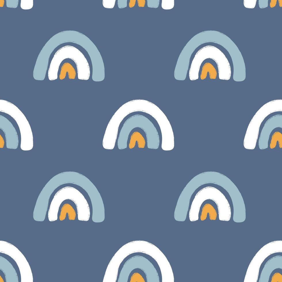 Seamless pattern with cartoon little rainbows vector