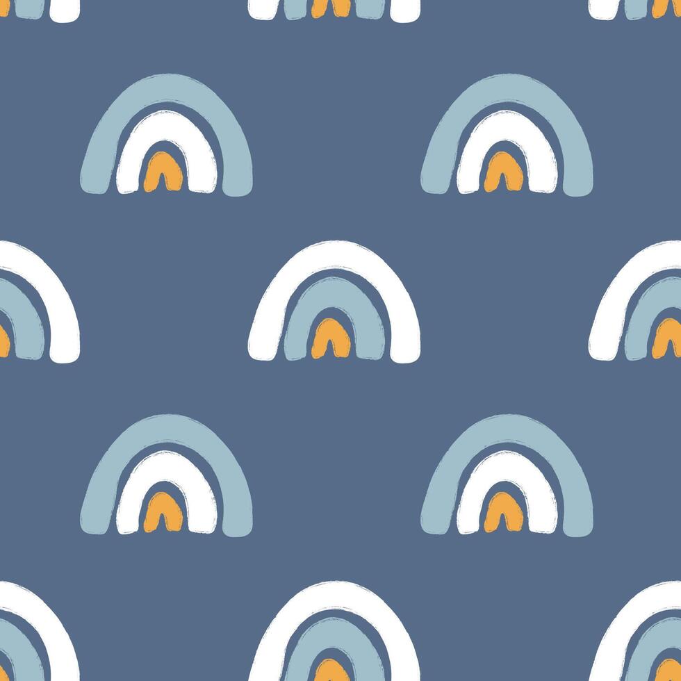 Seamless pattern with cartoon little rainbows vector