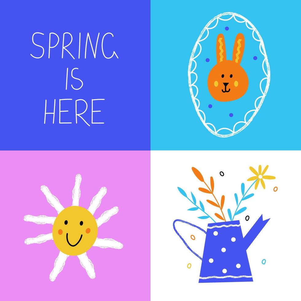 Happy Easter poster with doodle lettering vector